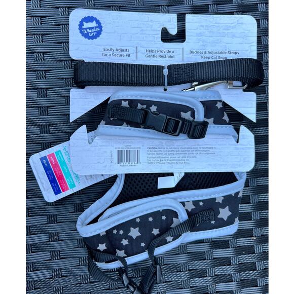 Whisker City Black and Silver Star Kitten Size Comfort Harness and Leash - Picture 2 of 2